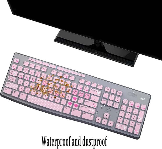 Keyboard Cover Skin Protector for Logitech MK295 MK275 MK270 Wireless Keyboard, Logitech K200 K260 K270 K275 K295 MK200 MK260 Ultra Thin Desktop PC Silicone Keyboard Cover-Lovly