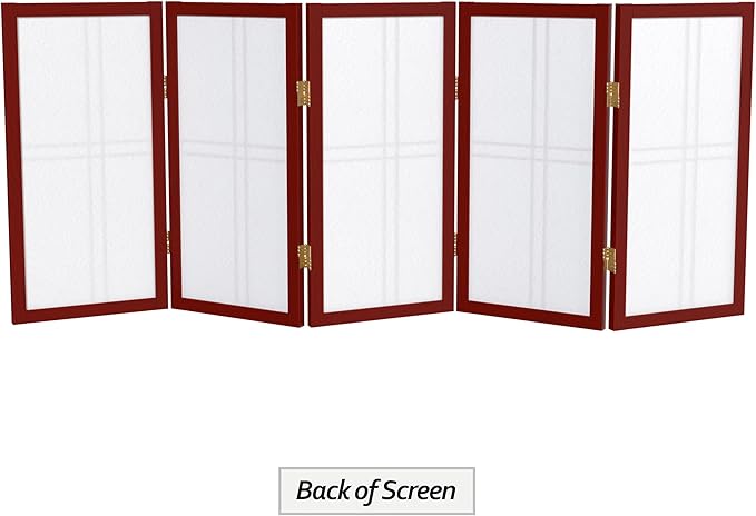 2 ft. Short Desktop Double Cross Shoji Screen - Rosewood - 5 Panels