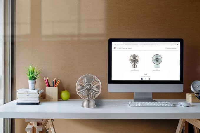 Good Housekeeping (92512) All-Metal USB-Powered 5" Oscillating Personal Fan (Brushed Nickel)