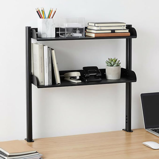 24-Inch Clamp On Desktop Shelf, 3-Tier Office Desk Organizer, Extended Compact Desk Shelf for Home Workspace, Study Room, and Gaming Accessories Storage