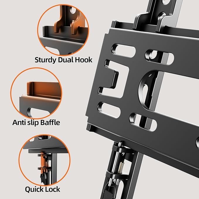 IWOBOARD 32 40 42 inch Fixed TV Monitor Wall Mount for LED LCD TVs & Monitor, Low Profile Small RV TV Mount, Easy Slim Flat Wall Bracket, Max VESA 200x200mm, 66lbs, Single Stud, Fit 19 24 42 inch