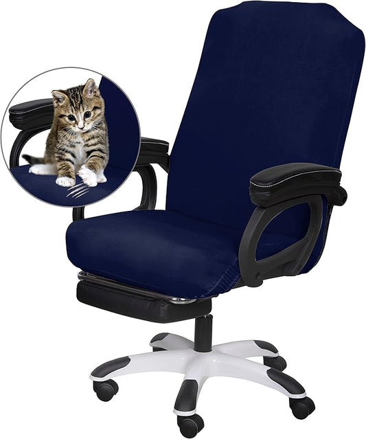 SARAFLORA Office Chair Cover- Large, Navy- Removable Computer Chair Covers for Office Chair with Zipper for Universal Rotating Chair Desk Chair Cover High Back Chairs Seat Washable Protector for Pets