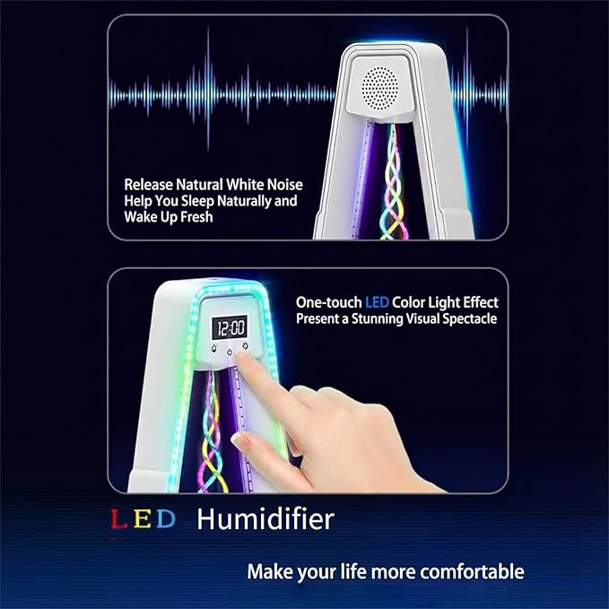 Anti-Gravity Humidifier with Clock & LED Lights｜Ultrasonic Cool Mist, Ultra-Quiet for Bedroom & Desk｜350ml Tank, Ideal for Small Office or Home Spaces