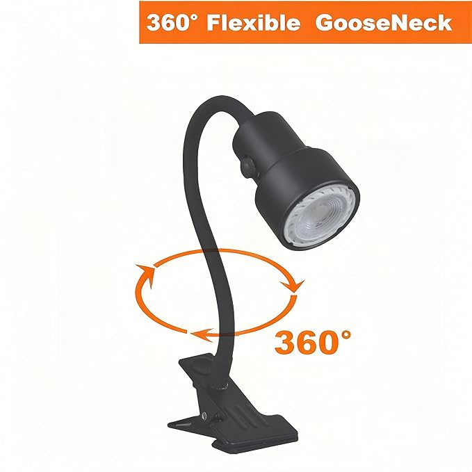 KING SHA Plug-in Clip on Picture Light with Dimmer Timer, Flexible Gooseneck Fixture Lamp with Cable, Includes 2X CRI90 Bulbs - Portable Clamp Light for Bedroom, Office, Home Lighting