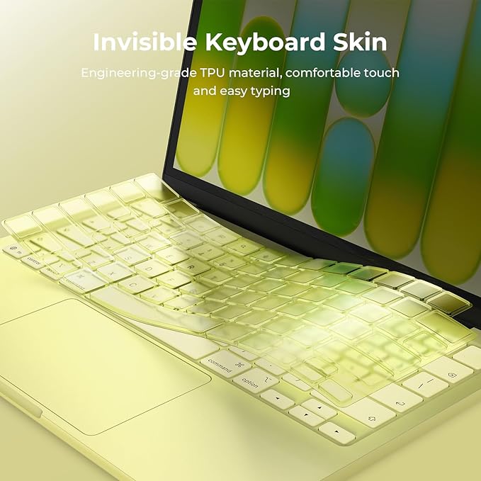 EooCoo Premium Keyboard Cover Skin Protector, Laptop Accessories Compatible with 2026 2025 2024 2023 2022 2021 M5-M1 Pro/Max MacBook Pro 14/16, M5-M2 MacBook Air 13/15, 2026 Mac Neo 13, Citrus Clear
