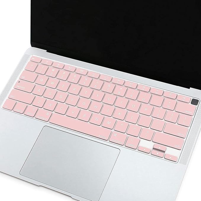 MOSISO Keyboard Cover Compatible with MacBook Air 13 inch 2022 2021 2020 Release A2337 M1 A2179 Retina Display with Touch ID Backlit Magic Keyboard, Waterproof Protective Silicone Skin, Rose Quartz