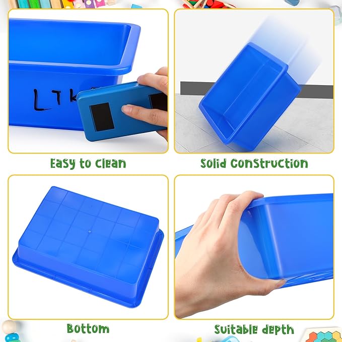 Hoteam 5 Pcs Paper Trays for Classroom Plastic Storage Bin Tray Bulk Stackable File Organizer for School Office Teacher Book Organization Supplies(Concise Color,13.78 x 9.84 x 3.15 Inch)