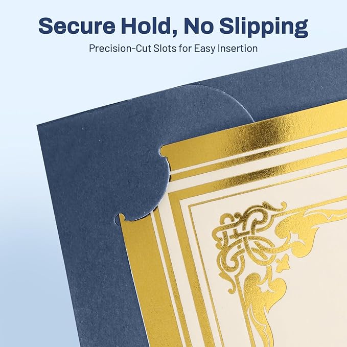 SUNEE Certificate Holders, 100 Packs Navy Blue Diploma Holders, Certificate Covers with Gold Foil Border for Letter Size 8.5 x 11 Certificate Paper, Cardstock, Award, Graduation, Documents