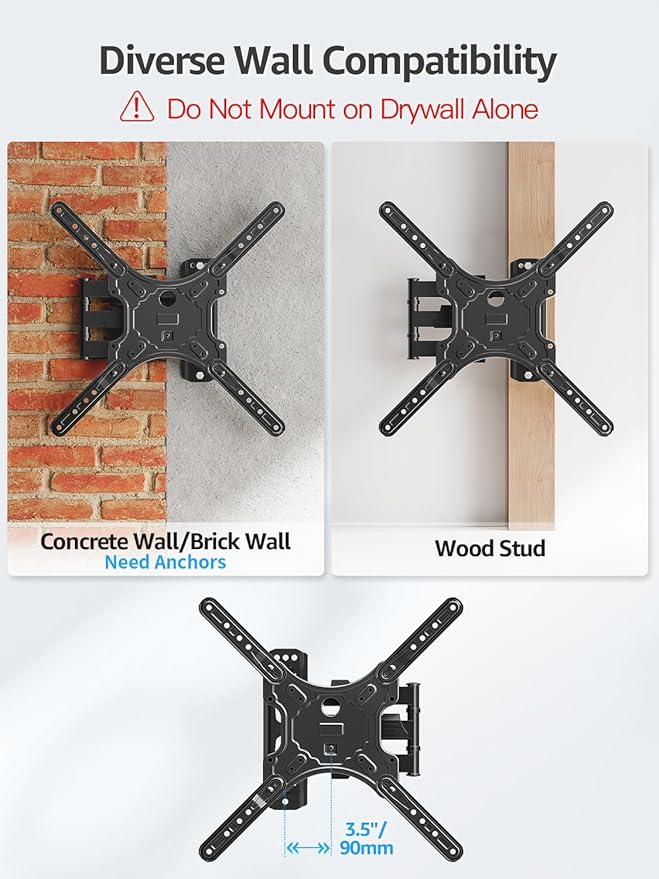 MOUNTUP Full Motion TV Wall Mount for Most 26-60 Inch TVs, Max VESA 400x400mm Wall Mount TV Bracket with Swivel Tilting Extension Level Adjustment for LED LCD Flat Curved TVs Up to 77 LBS, MU0018