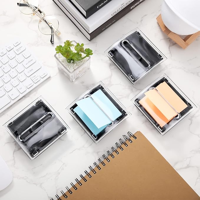 Mimorou 1 Pcs Pop up Sticky Notes Dispenser Sticky Note Holder Black Base Clear Top for 3 x 3 Inches Pad Holder for Acrylic Memo Organizer Fits Reminder School Office Home Store