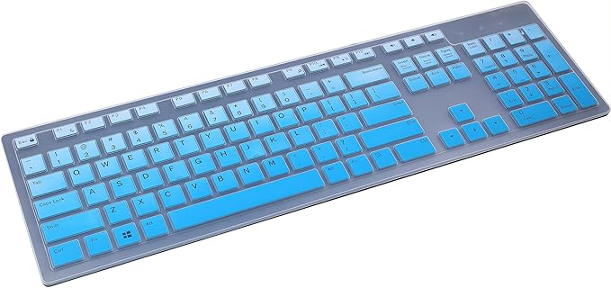 Keyboard Cover Skin Compatible for Dell KM636 KB216 KB216t KB216p Wireless/Wired Keyboard & Dell Optiplex 5250 3050 3240 5460 7450 7050, Inspiron AIO 3475/3670/3477 All-in One Desktop (Ombre Blue)