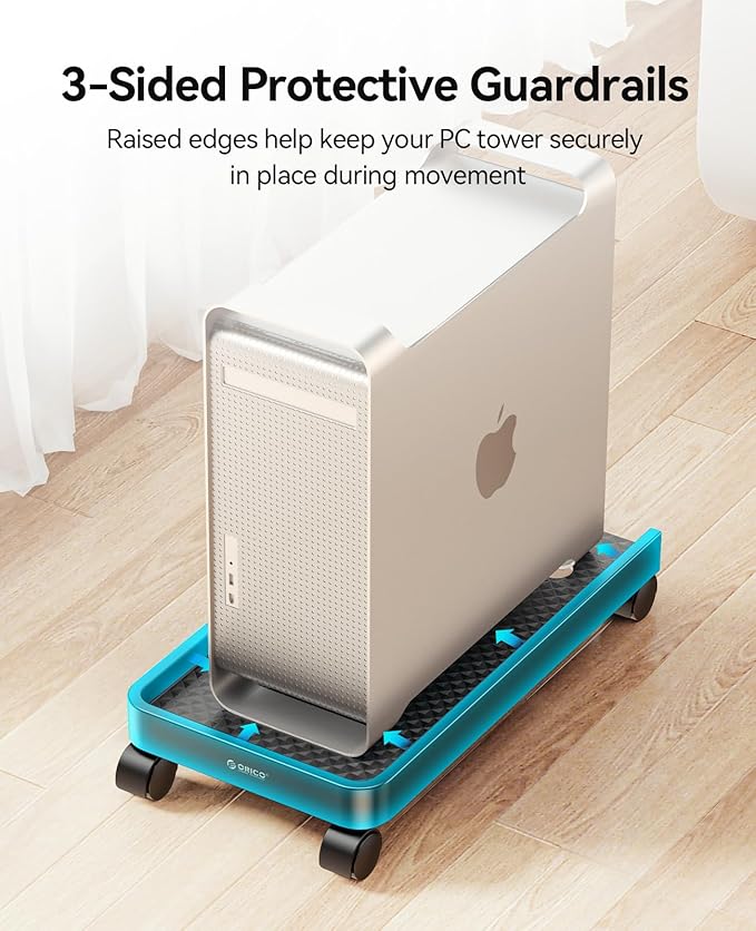 ORICO Mobile CPU Stand with Locking & Swivel Wheels, Universal Under Desk Computer Tower Stand for PC, Multi-Functional CPU Holder for Office & Home (17.9x8.74x0.86 Inches)