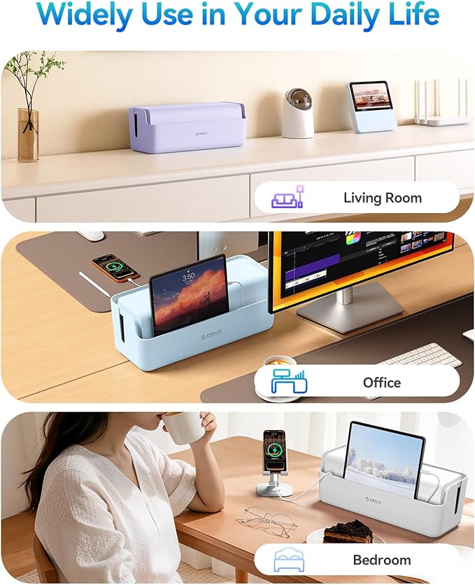 ORICO Cable Management Box, Cord Hider Box to Conceal Power Strips on Desk or Floor, Keeping Cords Tidy and Protected from Damage, Stylish Cable Organizers for Home, Office, School - PB03