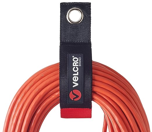 Velcro 18 in. x 2 in. Easy Hang Extension Cord Strap, Bundling Strap with Grommet Hook and Loop (2-Pack) VEL-30749-USA