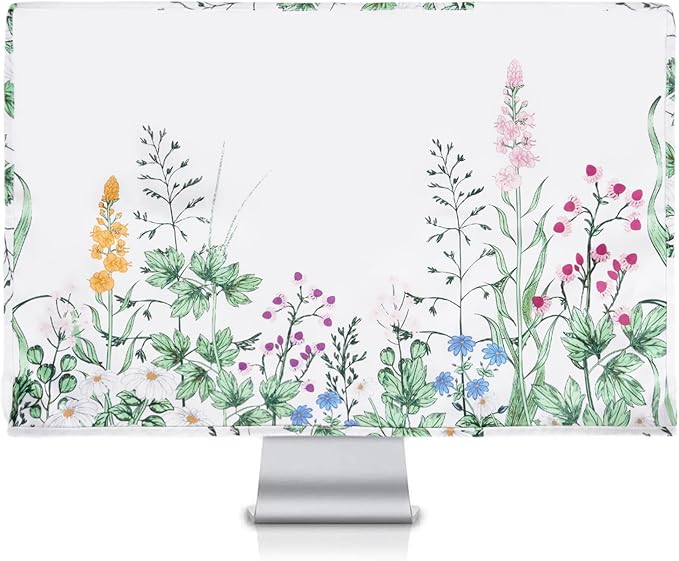 MOSISO Monitor Dust Cover 22,23,24,25 inch Anti-Static Dustproof LCD/LED/HD Panel Case Lush Weeds Computer Screen Protective Sleeve Compatible with iMac 24 inch, 22-25 inch PC, Desktop and TV, White