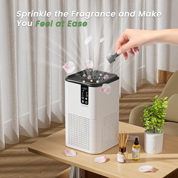Air Purifier for Home Large Room Up to 1750ft²,3-in-1 Filter with Sleep Mode,Air Purifier with Aromatherapy for Office,Living Room,Bedroom,Remove Smoke Odor,Home Pets,White Black