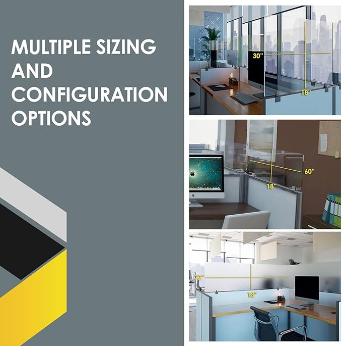 OBEX Acrylic Mounted Large Brackets Quality Desk Privacy Panel & Divider for Your Office Cubicle-Increase Separation & Improve Productivity (Clear, 12"W X 48"H)