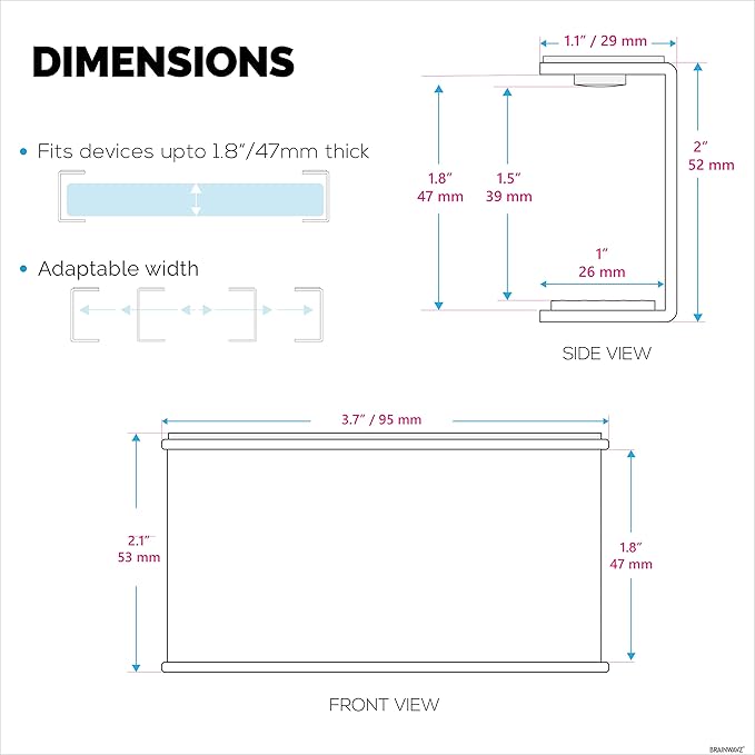 Under Desk Laptop Holder Mount For Desk, Adhesive & Screw In, Devices upto 1.5" Thick like Macbooks, Surface, Keyboard, Routers, Modems, Cable Box, Network Switch & More (Metal Black) By Brainwavz