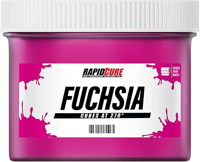 Rapid Cure® Screen Printing Ink Fuchsia (8oz) - Plastisol Ink for Screen Printing, Fast Curing Fabric Paint - Screen Print Direct®, USA Made