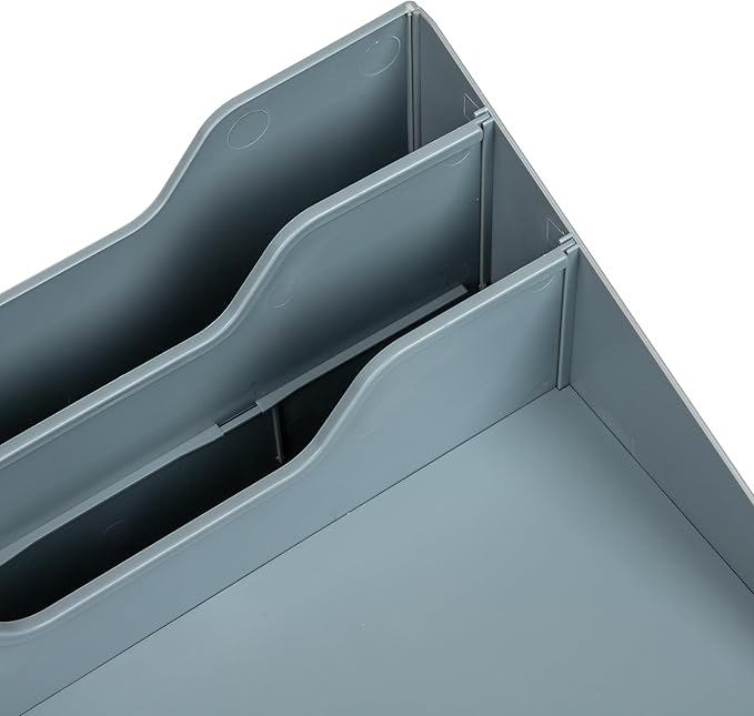 Mind Reader Desktop Organizer, Vertical File Holder, Paper Trays, Office, Plastic, Gray
