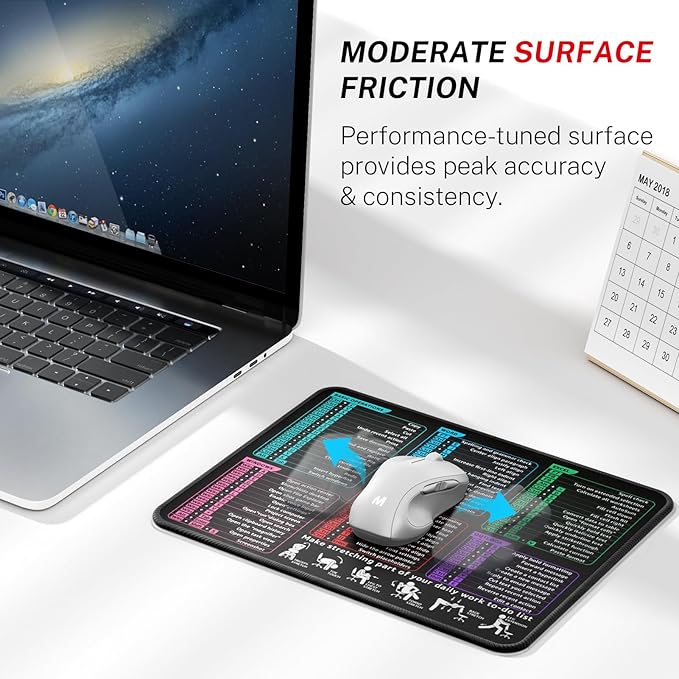 MROCO Mouse Pad [30% Larger] with Anti-Fray Stitched Edges, Premium-Textured Waterproof Surface, Non-Slip Rubber Base, Computer & Gaming Mouse Mat for Laptop, Office & Home, 8.5 x 11 in, Shortcuts