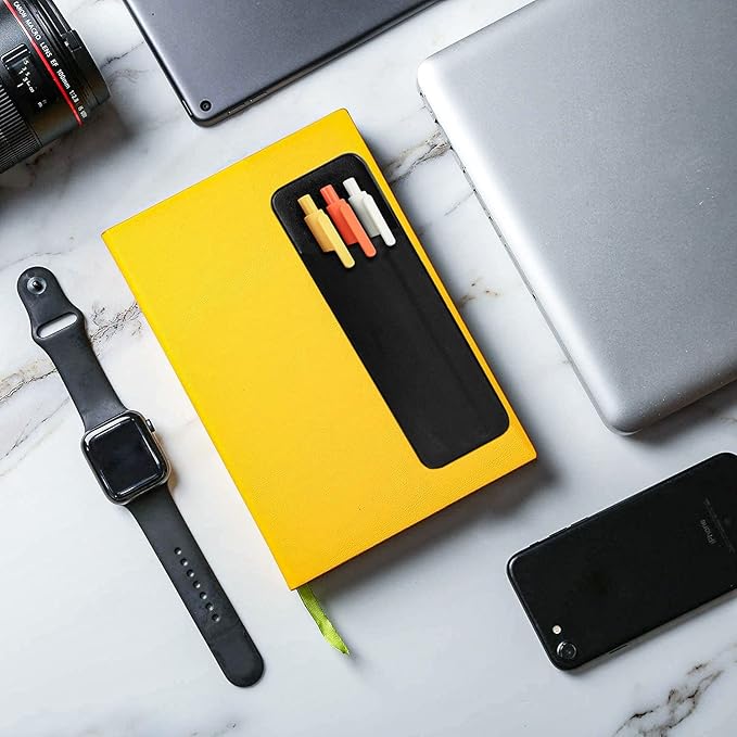 Epessa Stick-On Pen Holder for Notebook, Adhesive Pencil Sleeve Pouch for Hardcover Journals, Planners, Notebooks, Reusable Pen Pocket Organizer Easy to Remove (1 Pack)