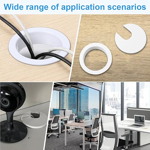 2 Inch Desk Cord Grommets, 2 Pcs Desk Grommet Desk Hole Cover Plastic Grommet Hole Covers for Cords Computer Desks Wires Office Equipment (White)
