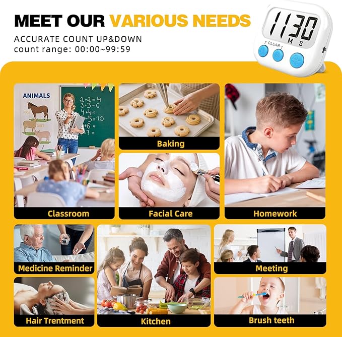 Classroom Timers for Teachers Kids Large Magnetic Digital Timer Teacher Supplies 2 Pack-Blue White