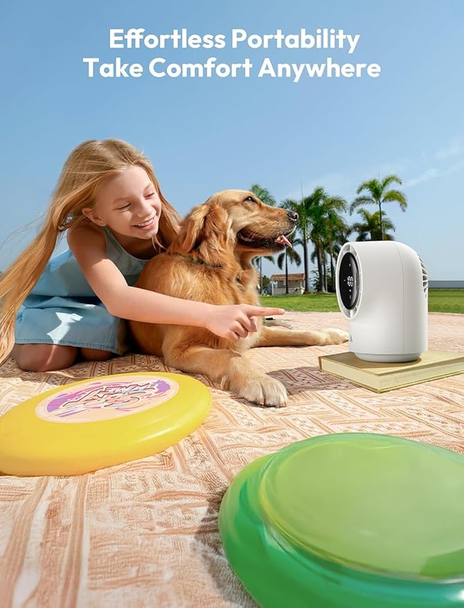 Aecooly Touch Control Desk Fan, 100 Speeds Quiet Bedroom Digital Display 8000mAh 3 Oscillation Angles Battery Powered Small Desktop Table Fan for Bedroom, Bedside, Office, Travel -White