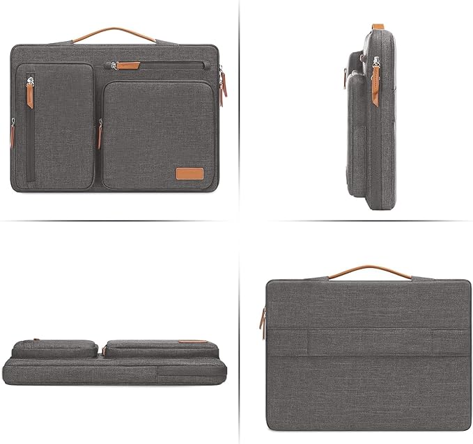 MOSISO 360 Protective Laptop Case 16 inch, 15-15.6 inch Laptop Sleeve Compatible with MacBook Pro 16, HP Acer Dell Lenovo ASUS, Side Open Carrying Case with 4 Zipper Pockets&Handle, Taupe Gray