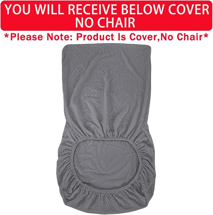 Vanity Chair Cover Criss Cross Chair Cover Elastic Armless Chair Slipcover Armless Chair Covers Office Chair Covers (Grey,Just The Cover,No Chair)