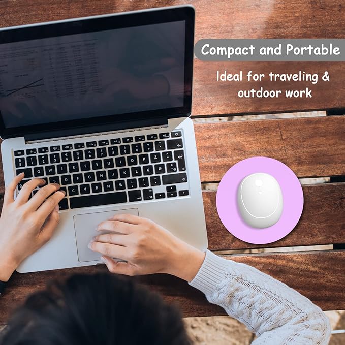 Dapesuom Small Mouse Pad, 6 x 6 Inch Thick Rubber Premium-Textured Non-Slip Portable & Washable Round Mini Mouse Mat for Women Wireless Laptops Keyboard Tray Gaming Work Computer Office Travel, Purple