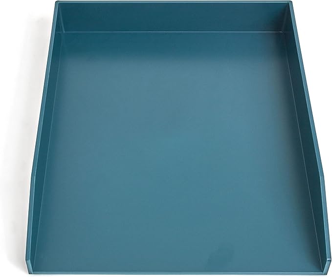TRU RED Front‑Load Stackable Plastic Letter Tray, Teal – Desktop Paper Organizer for Office Files & Documents