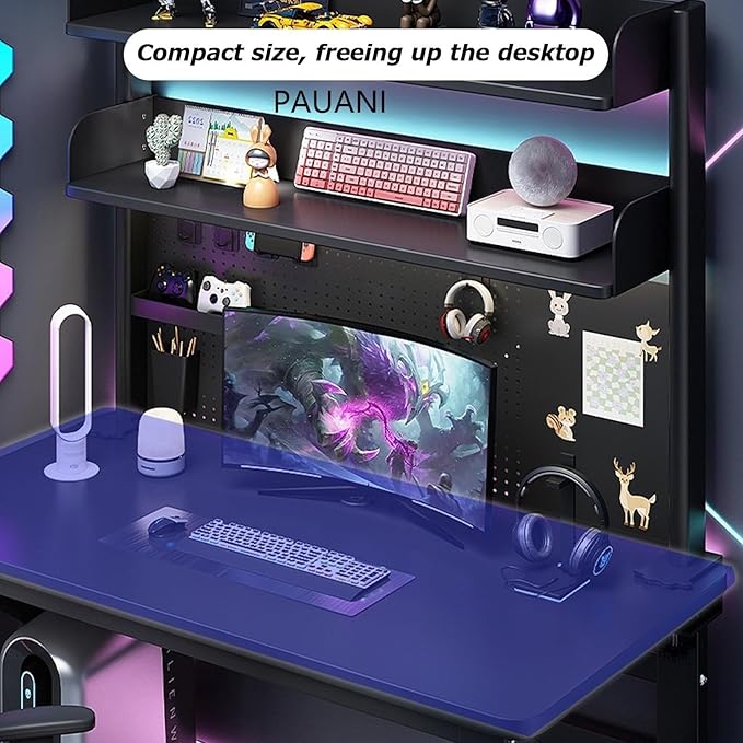 Clamp On Desk Organizer Shelf, Multipurpose Countertop Hutch Bookshelf, Desk Shelf Storage Rack, Desk Extender Pegboard Workstation, Privacy Panel For Gaming Desk, Metal Desktop Display Rack(A,100cm/3