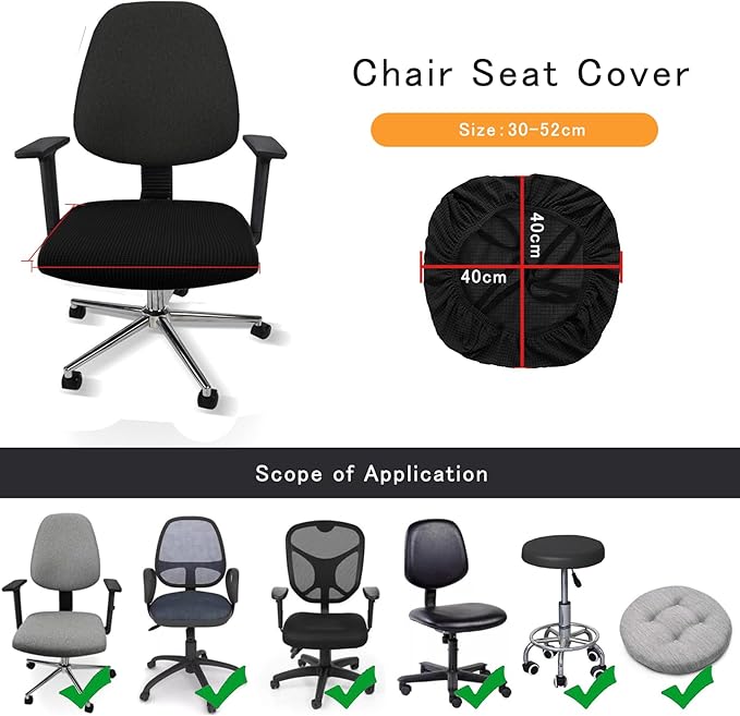 DHXYZZB Chair Seat Cover 2PCS Office Chair Cushion Protectors Waterproof Stretchable Chair Slipcover Universal for Office Desk Swivel Computer Chairs Covers