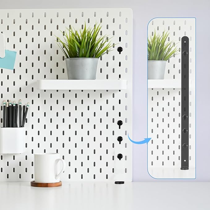 BESPORTBLE Desk Clamp Pegboard Mount, Adjustable Metal Desktop Bracket 2-Pack, No-Drill Table Stand for Home Office Workspace Organization, Black, 16.33 x 2.16 x 0.78 Inches, Iron