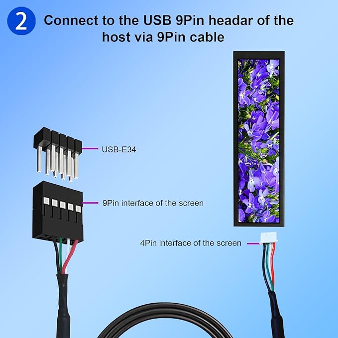 VSDISPLAY 8.8 Inch 1920x480 IPS LCD Monitor as Secondary Display/DIY Computer PC Case GPU CPU RAM Temperature Data Monitoring Sensor Panel,Black