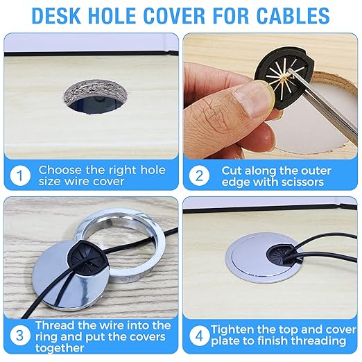 Desk Grommet 2-3/8" (60 mm), Desk Cord Hole Cover, Cable Grommet Metal Zinc Alloy Materilal, Desk Hole Grommet for Office and Home Table Cable, Detachable Cable Cord Organizer (Bronze 1 Pcs)