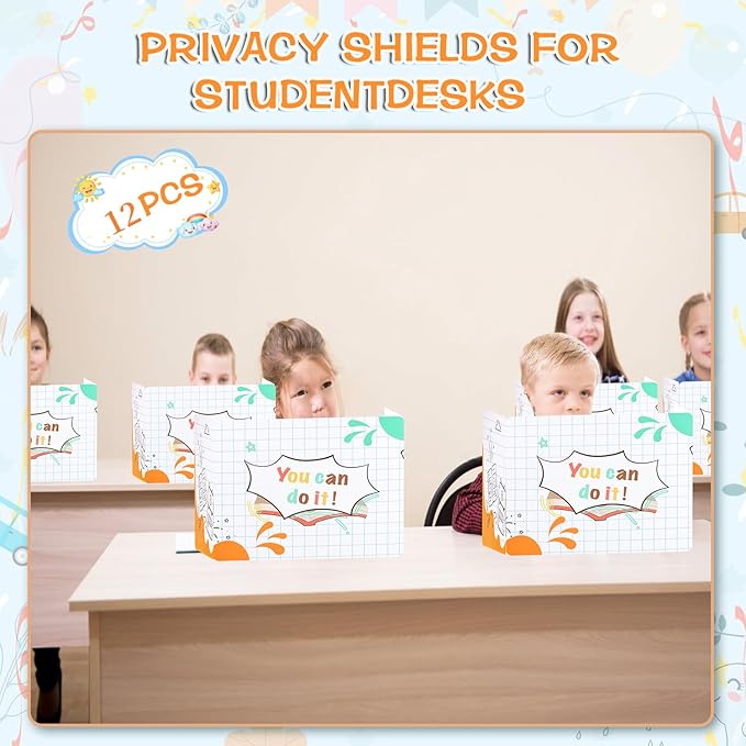 Privacy Boards for Student, 12 Pcs Desk Dividers for Students, Cardboard Privacy Folders, Privacy Shield Folder Boards, Classroom Divider Shield for School Teachers Home (You Can Do it)