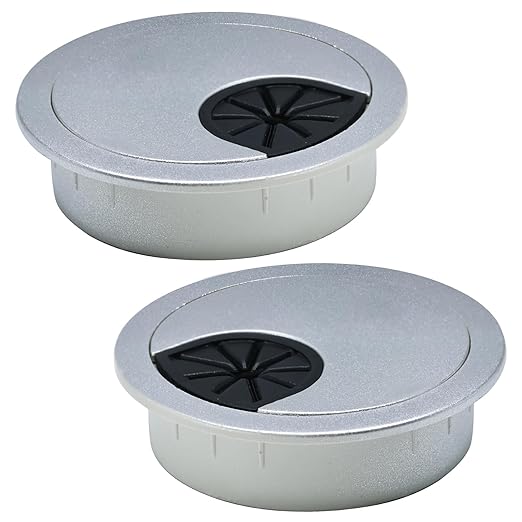 EASYEAH 2 Pcs Desk Grommet 2-3/8" / 60 mm, Desk Cord Hole Cover, Cable Grommet ABS Plastic, Desk Hole Grommet for Home & Office Pc, Detachable Cable Cord Organizer-Silver Sand