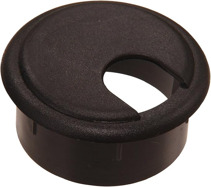 Hillman 2 Pcs Black Desk Grommets (2-1/2") | Plastic Cable Management Grommet with Cap for Desks & Office Furniture | Wire Organizer Insert for Computer Desks, Tables & Workstations