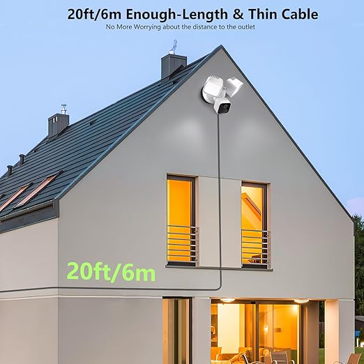 Power Cable and Plug-in Mount for Floodlight Cams Compatible with Floodlight Cam Wired Pro/Plus, Blink Wired Floodlight Camera, Electrical Box with 20ft Weatherproof Cable (2in1 Mount and Cord Set)
