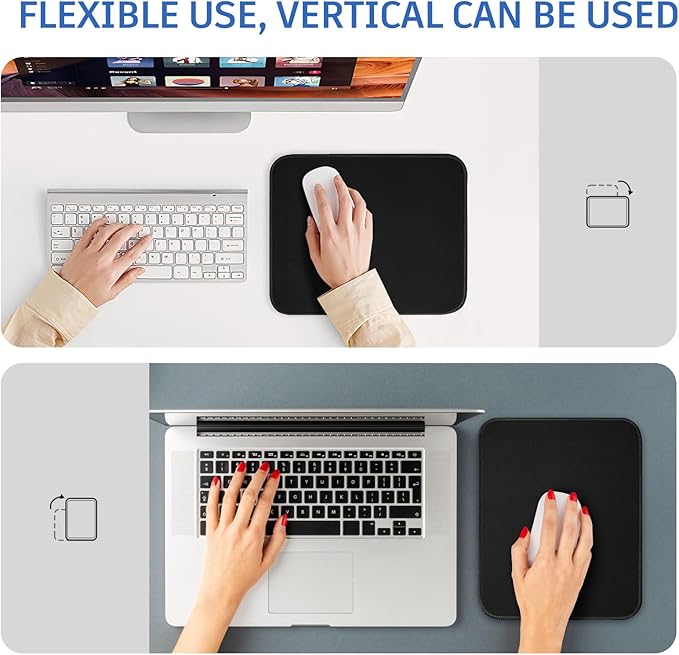 Black Mouse Pad, Nice and Cute Mouse Pad, Splash-Proof Textured 10.2 x 8.2Inch, Stitched Edge Non-Slip Waterproof Rubber Mouse Pad