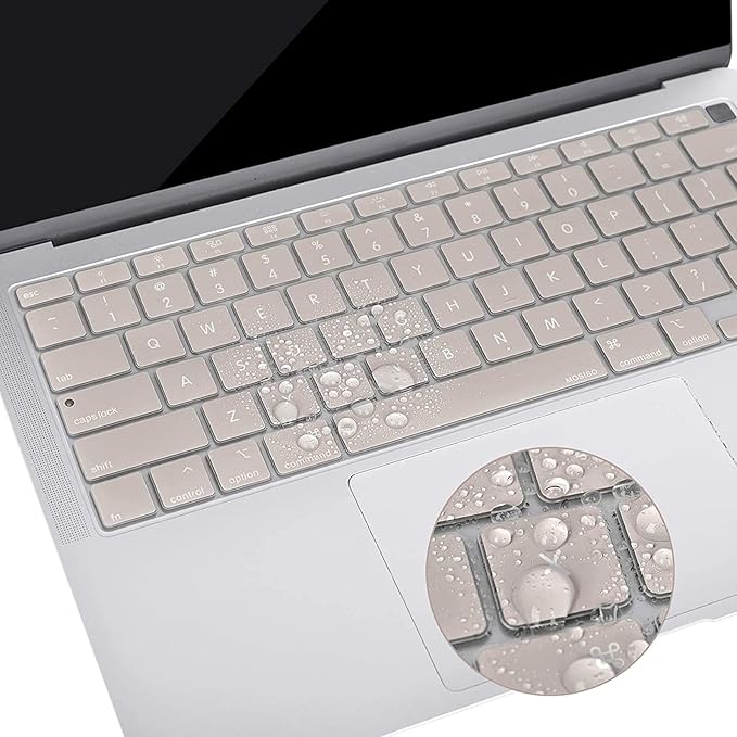 MOSISO Keyboard Cover Compatible with MacBook Air 13 inch 2022 2021 2020 Release A2337 M1 A2179 Retina Display with Touch ID Backlit Magic Keyboard, Waterproof Protective Silicone Skin, Rock Gray