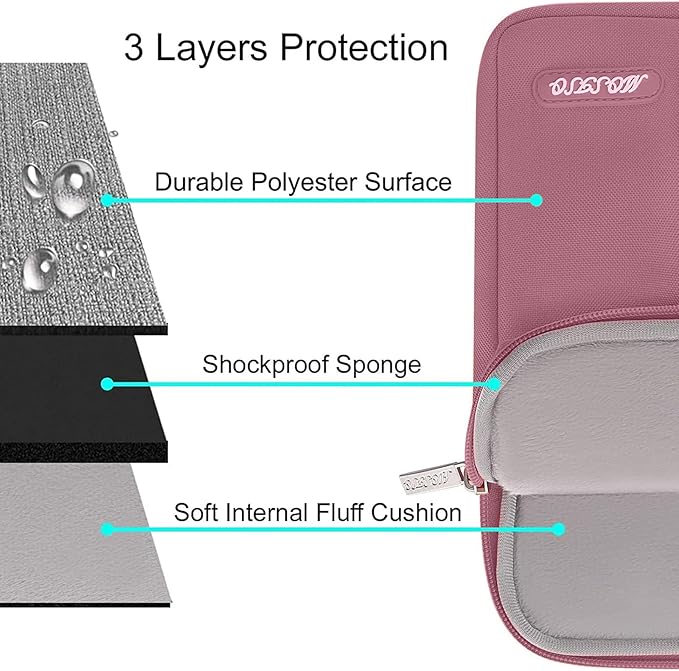 MOSISO Laptop Case 15 inch, 15 inch Laptop Sleeve Compatible with MacBook Air M5 A3448 M4 A3241 M3 A3114 M2 A2941 2026-2023, Dell XPS, Polyester Vertical Computer Sleeve Bag with Pocket, Dusty Rose