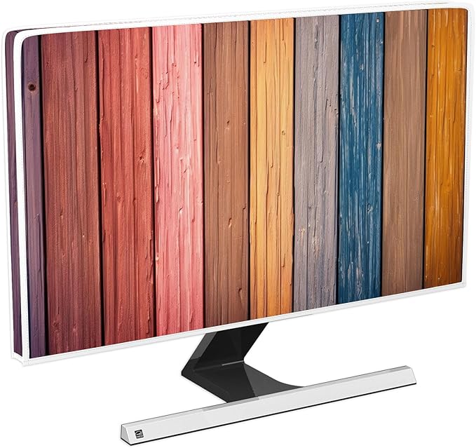 Waterproof Television Covers 50, 51, 52 Inch Anti-Static Dust-Proof TV Display Protectors Protective Sleeve Compatible with Screen TV Desktop TVs,Colorful Wooden Board Design