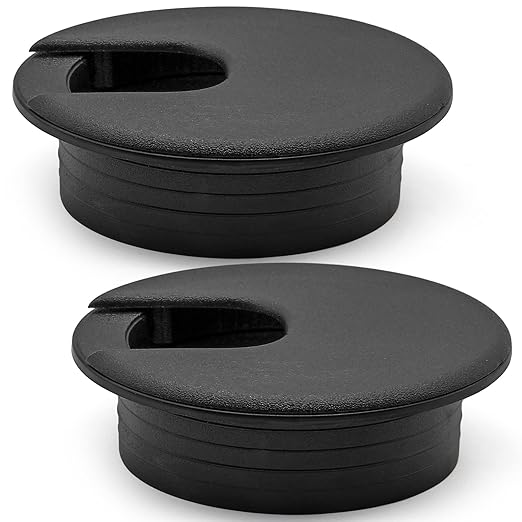 Litoexpe Black Desk Cord Grommets 2 Inch, Plastic Grommet Cable Hole Cover for Office Equipment, Computer Desk Wires - 2 Pieces