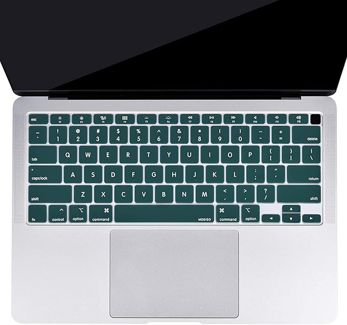 MOSISO Keyboard Cover Compatible with MacBook Air 13 inch 2022 2021 2020 Release A2337 M1 A2179 Retina Display with Touch ID Backlit Magic Keyboard, Waterproof Protective Silicone Skin, Deep Teal