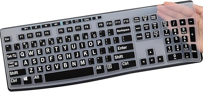 Large Print Keyboard Cover for K270 Wireless Keyboard, Logitech MK295 MK275 MK270 Wireless Keyboard Cover, Logitech K200 K260 K270 MK200 MK260 K270 K275 K295 Keyboard Cover Skin Protector -Black