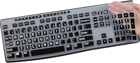 Large Print Keyboard Cover for K270 Wireless Keyboard, Logitech MK295 MK275 MK270 Wireless Keyboard Cover, Logitech K200 K260 K270 MK200 MK260 K270 K275 K295 Keyboard Cover Skin Protector -Black